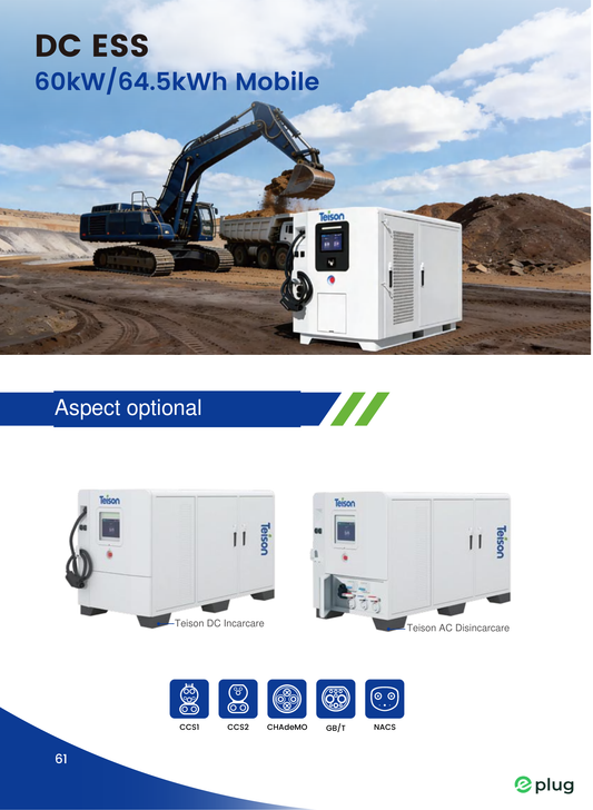 Stație de încărcare rapidă Teison ESS DC 60 kW cu stocare 64,5 kWh mobilă